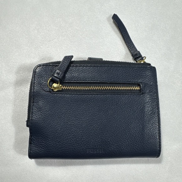 Fossil Women's Fiona‎ Cow Leather Wallet Navy Pink Multicolor 5"x4" - Picture 3 of 12